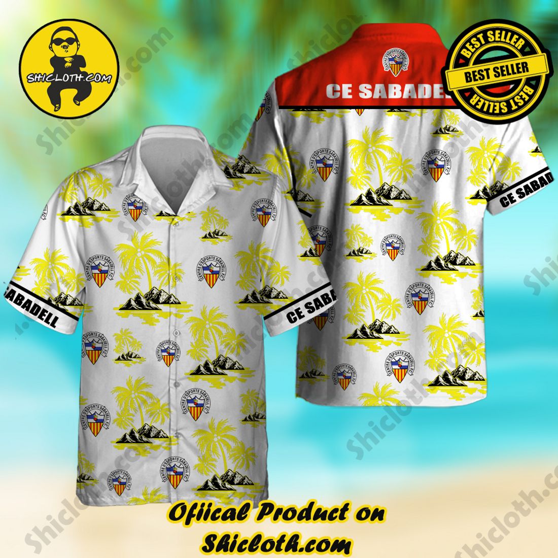 CE Sabadell FC Laliga Palm Tree Hawaiian Shirt And Short