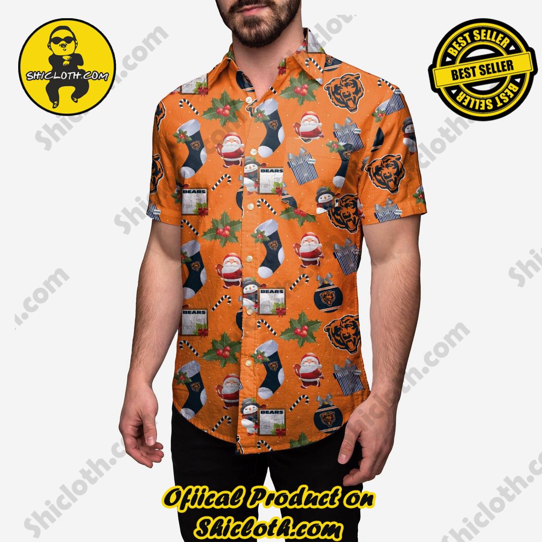Chicago Bears Christmas Explosion Button Up Shirt