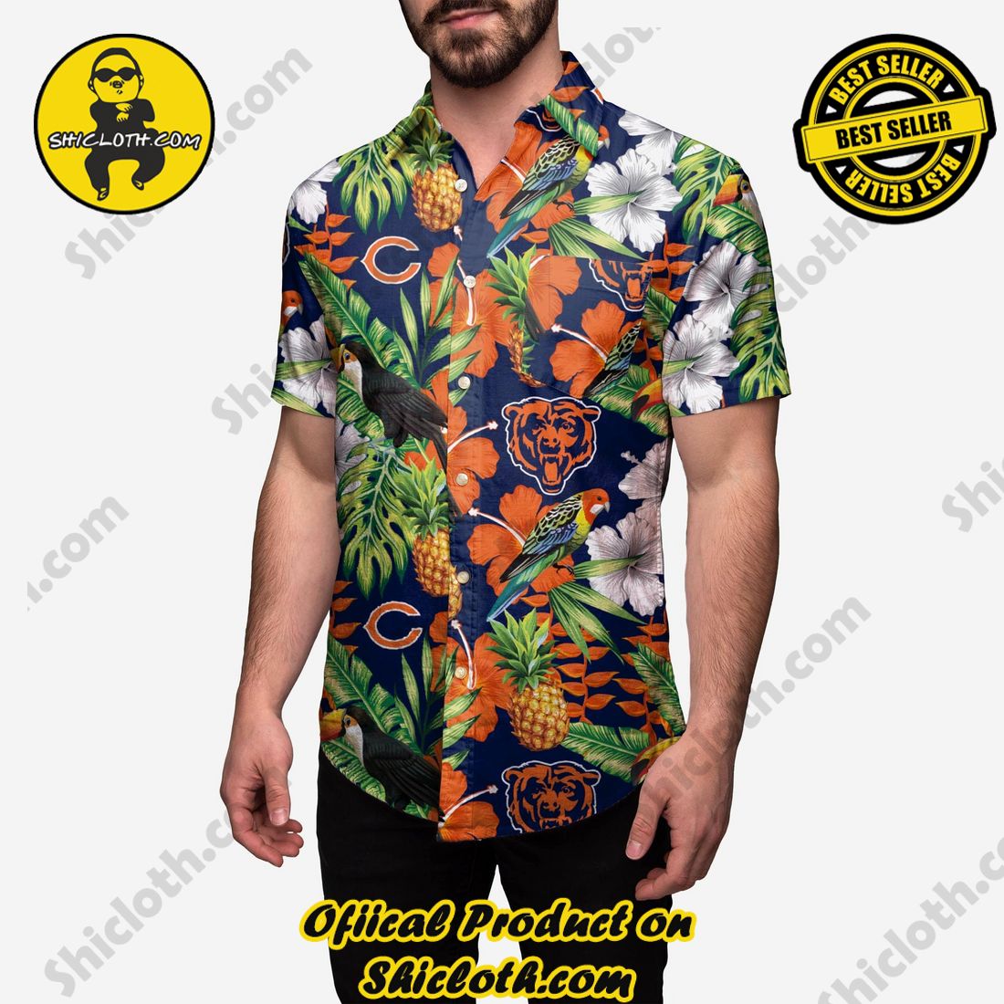 Chicago Bears Floral Button Up Shirt
