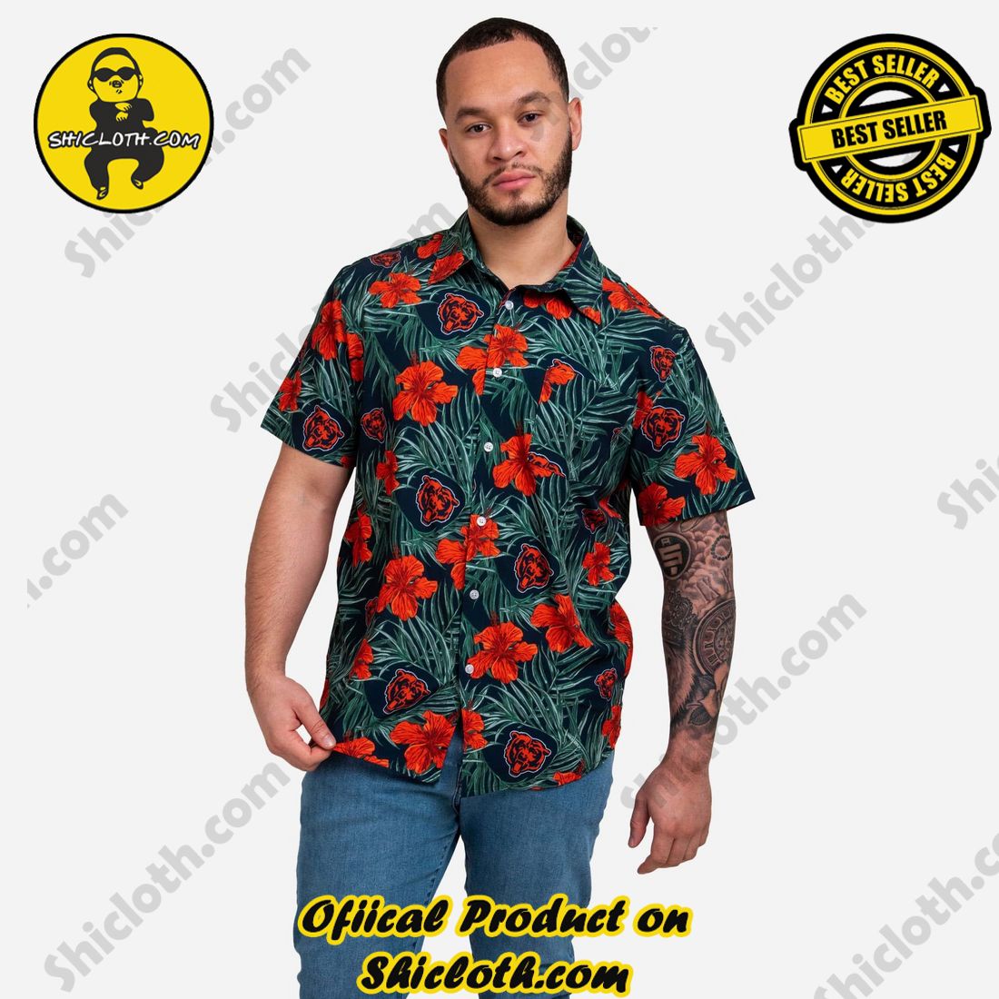 NFL Chicago Bears Hawaiian Shirt Mens Aloha Button Up Shirt Hawaiian Shorts  Beach Short Sleeve - Ingenious Gifts Your Whole Family