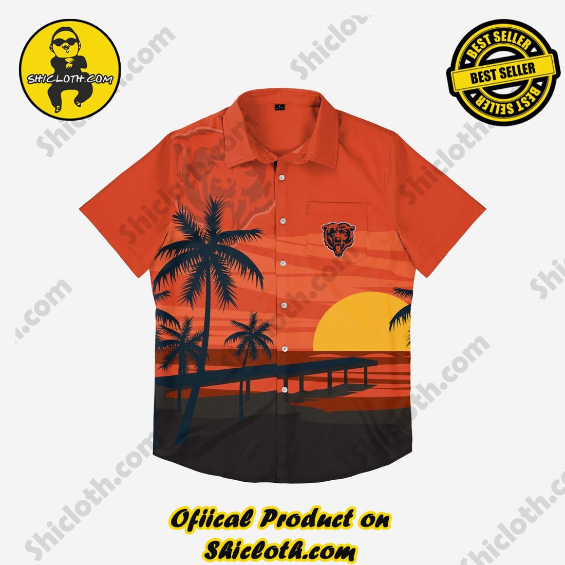 Chicago Bears Tropical Sunset Button Up Shirt 3 Chicago Bears Tropical Sunset Button Up Shirt - Image 3