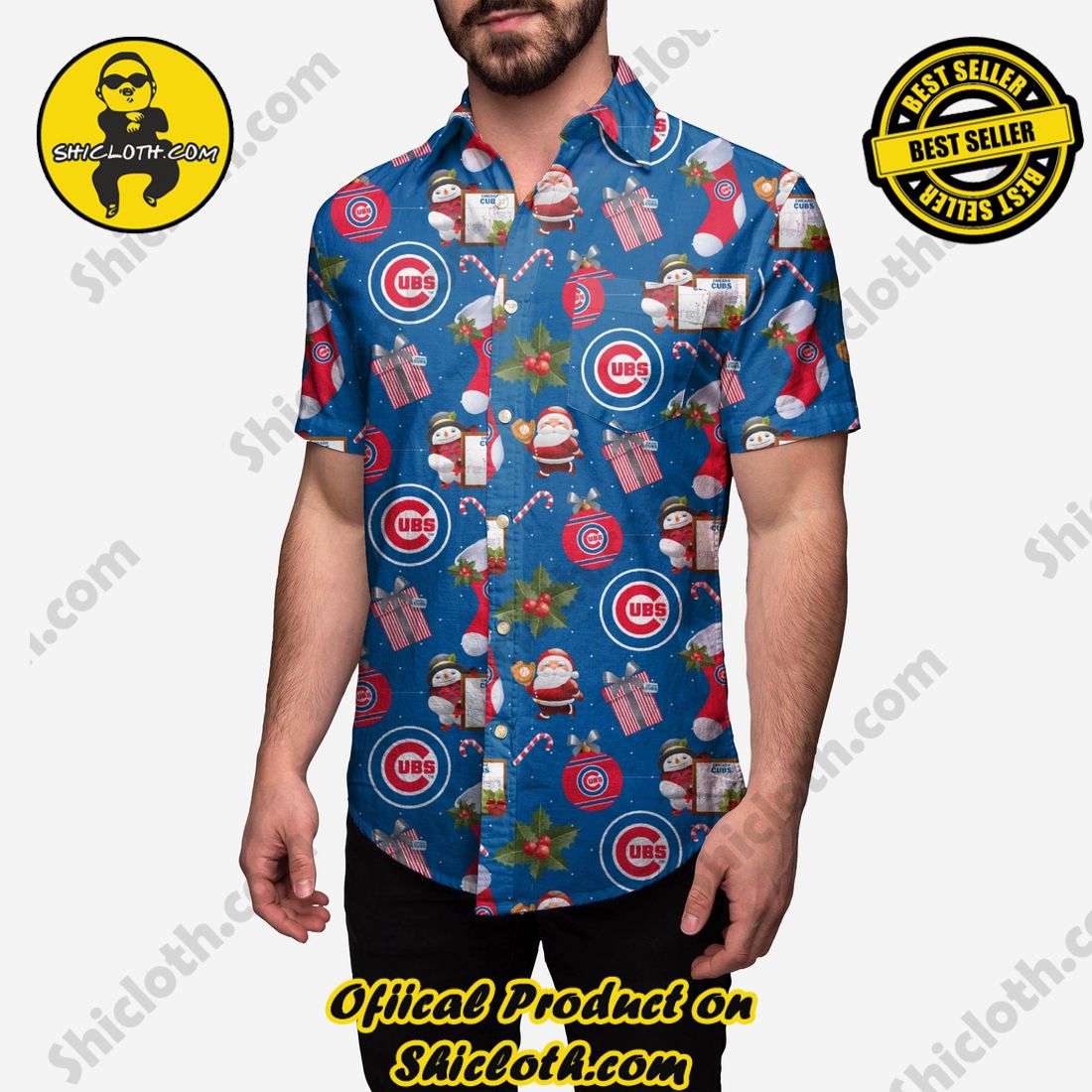 The Best Collection Hawaiian Shirt And Short in Shicloth !!! Buy it now 18 Chicago Cubs Christmas Explosion Button Up Shirt