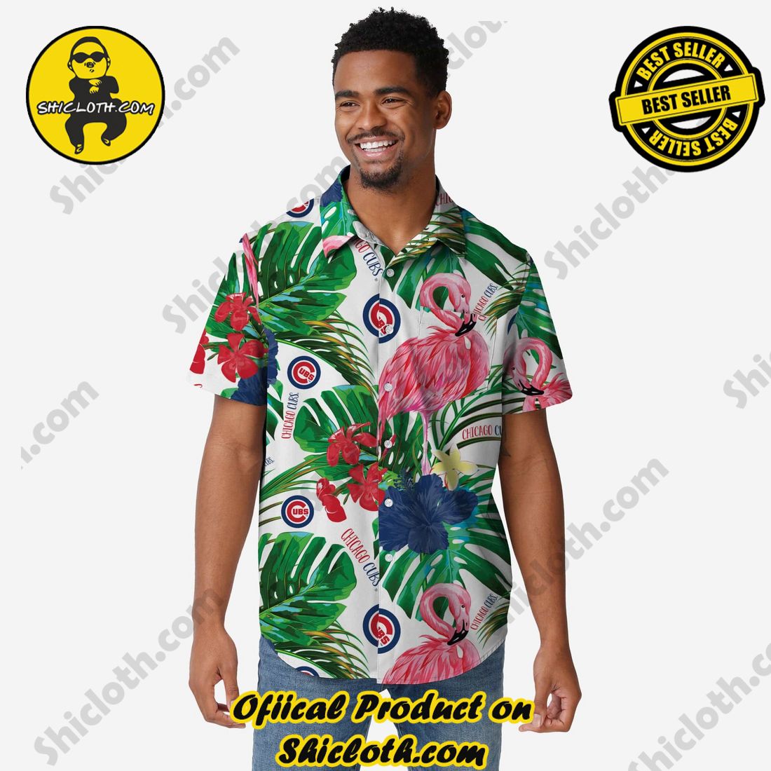The Best Collection Hawaiian Shirt And Short in Shicloth !!! Buy it now 20 Chicago Cubs Flamingo Button Up Shirt