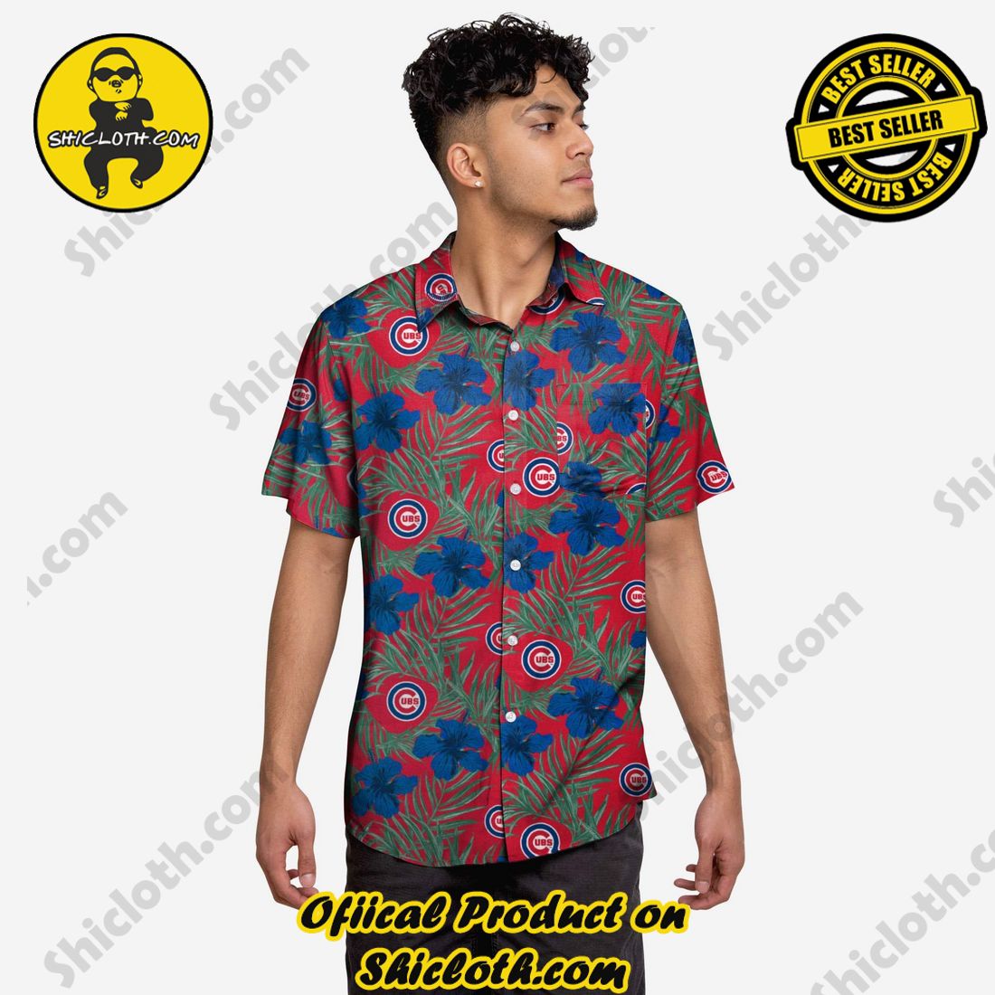 The Best Collection Hawaiian Shirt And Short in Shicloth !!! Buy it now 23 Chicago Cubs Hibiscus Button Up Shirt