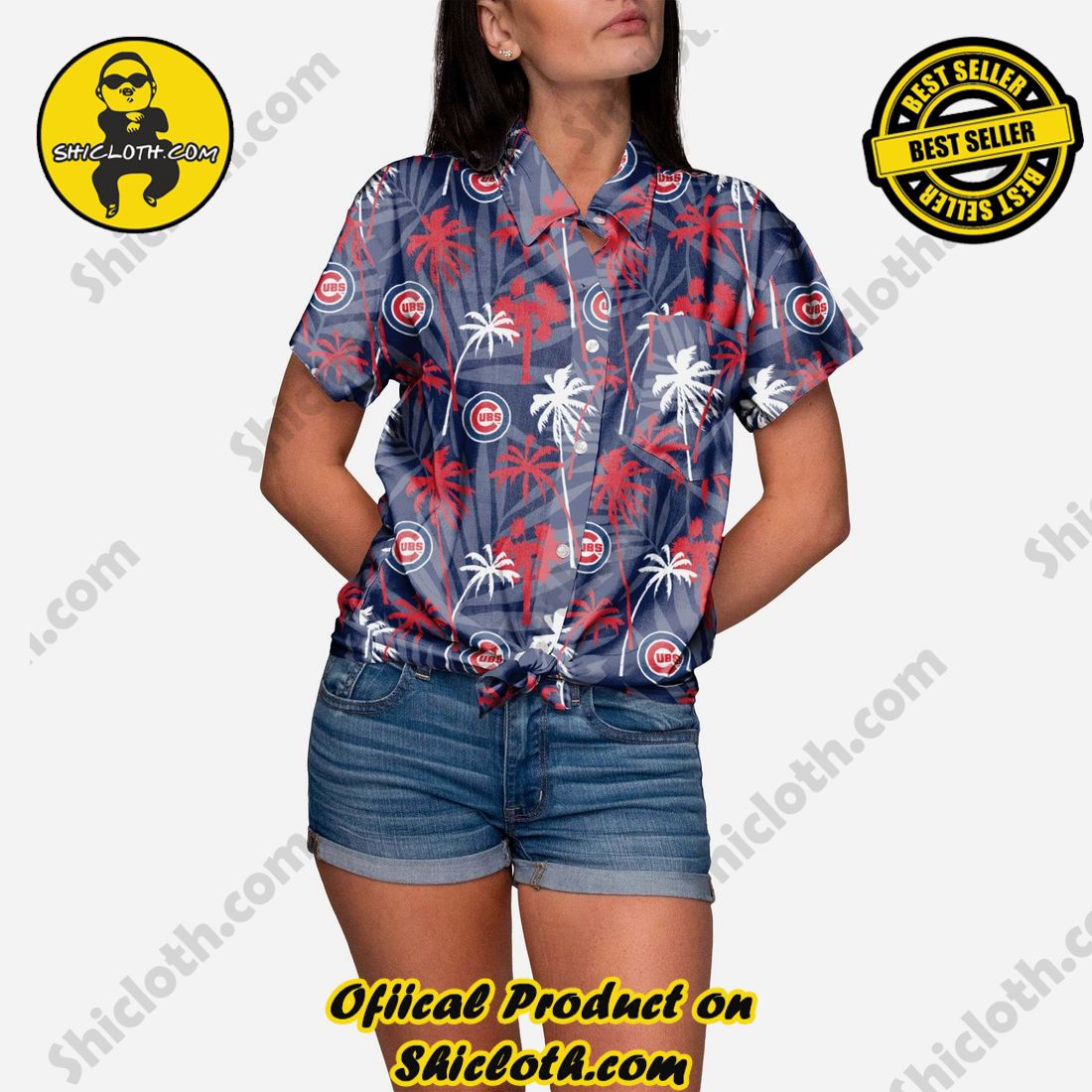 The Best Collection Hawaiian Shirt And Short in Shicloth !!! Buy it now 30 Chicago Cubs Tropic Of Da Palms Womens Button Up Shirt