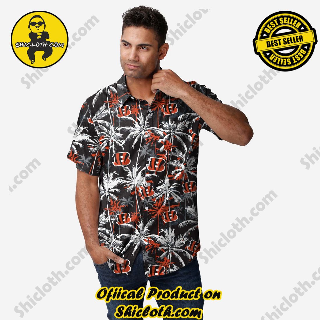 Cincinnati Bengals Black Floral Button Up Shirt