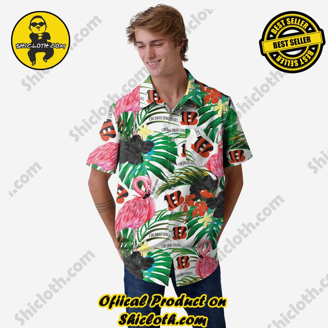 Cincinnati Bengals Flamingo Button Up Shirt
