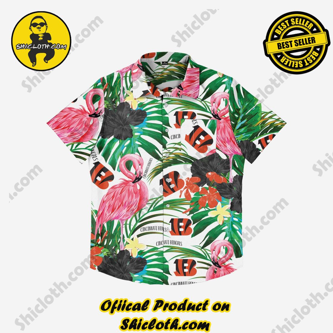 Cincinnati Bengals Flamingo Button Up Shirt 3 Cincinnati Bengals Flamingo Button Up Shirt - Image 3