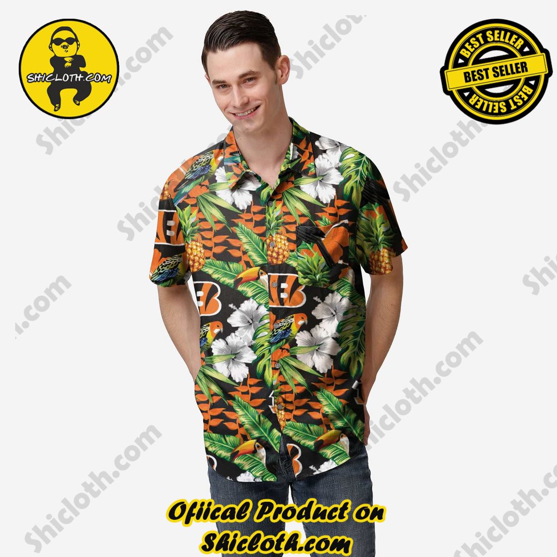 Cincinnati Bengals Floral Button Up Shirt