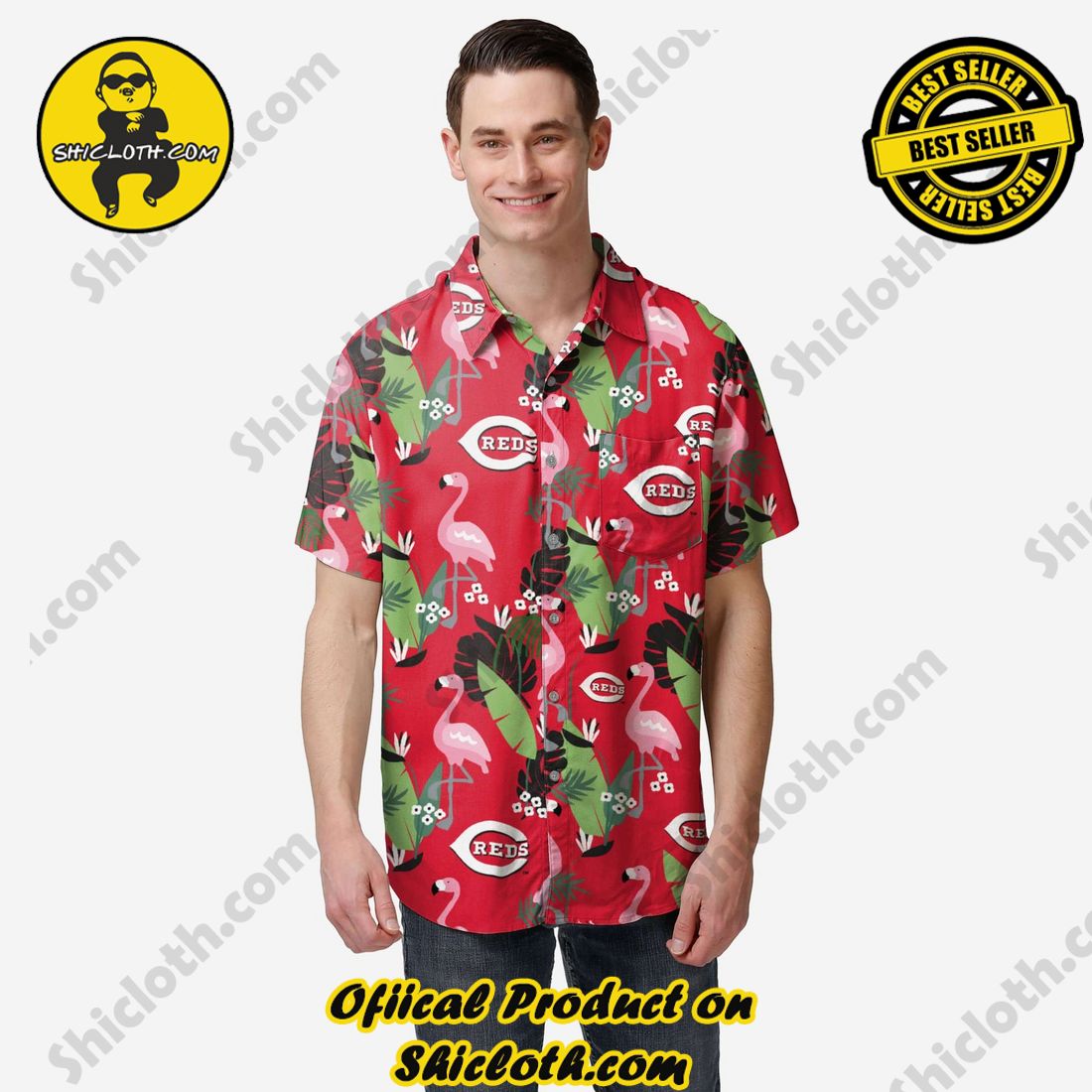 The Best Collection Hawaiian Shirt And Short in Shicloth !!! Buy it now 35 Cincinnati Reds Floral Button Up Shirt