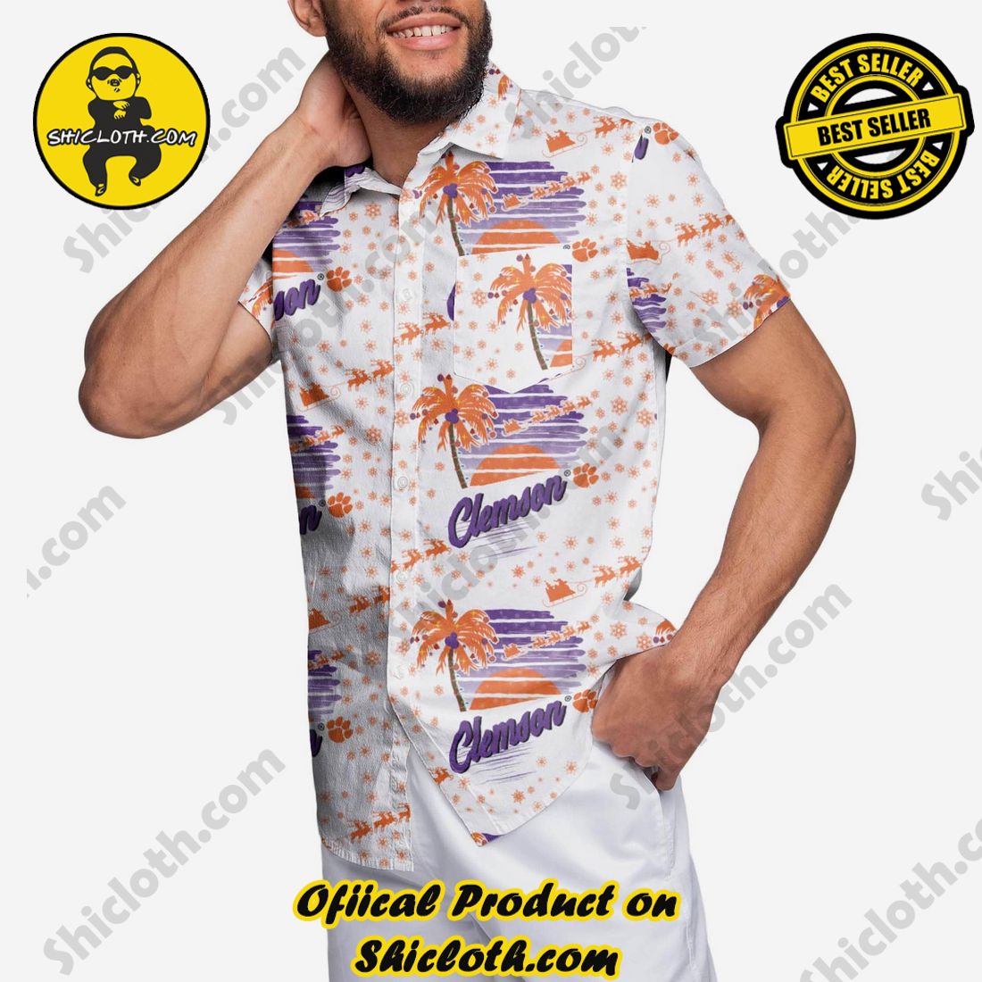 HOT HIT Hawaiian Shirt And Short in Shicloth !!! 17 Clemson Tigers Winter Tropical Button Up Shirt
