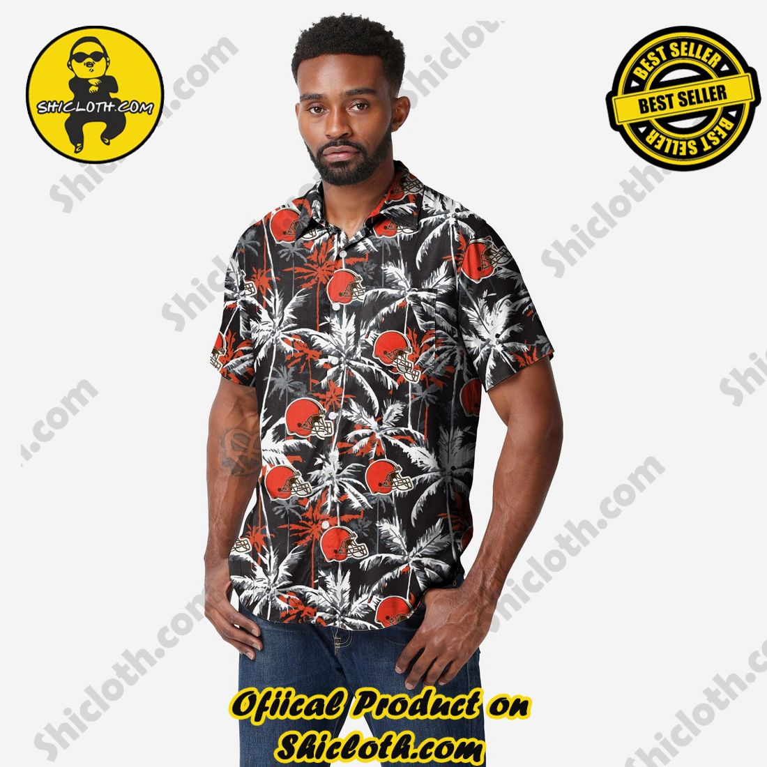 Cleveland Browns Black Floral Button Up Shirt