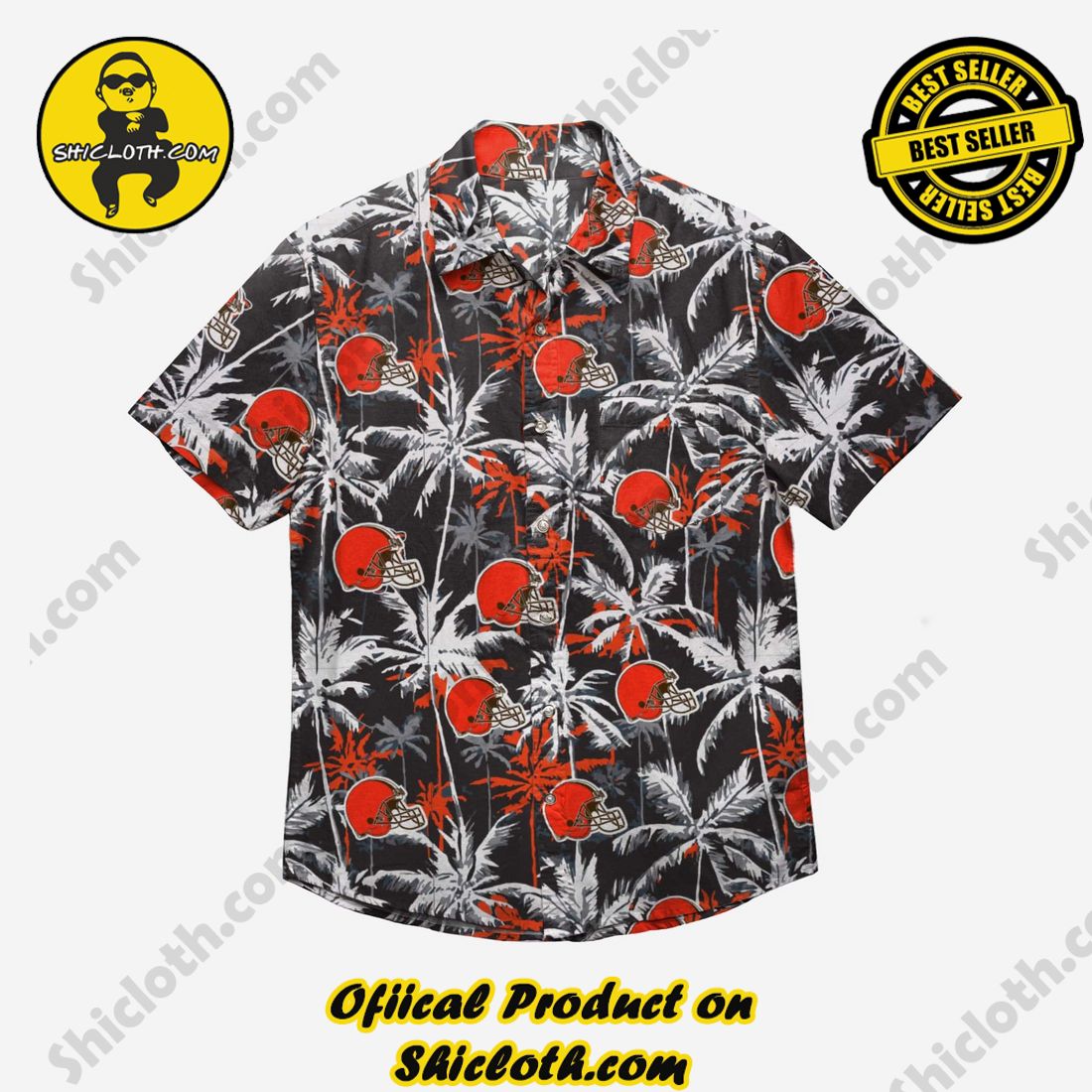 Cleveland Browns Black Floral Button Up Shirt 3 Cleveland Browns Black Floral Button Up Shirt - Image 3