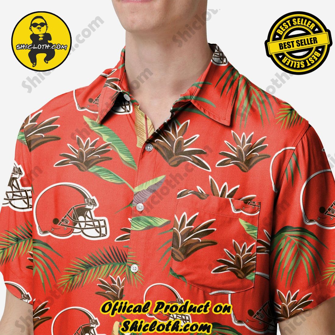 Cleveland Browns Victory Vacay Button Up Shirt 3 Cleveland Browns Victory Vacay Button Up Shirt - Image 3