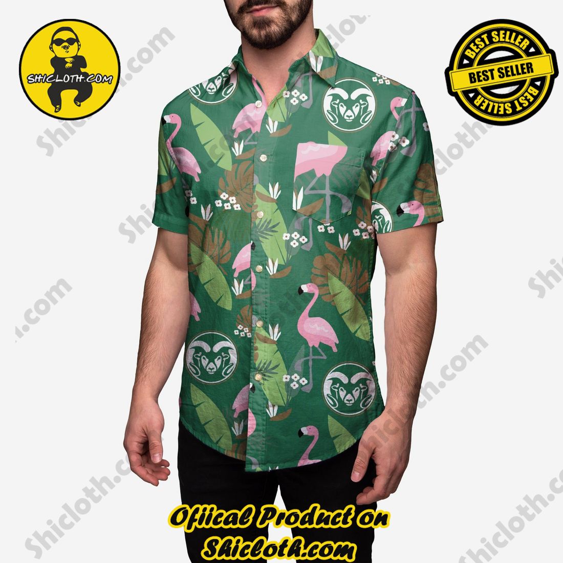 HOT HIT Hawaiian Shirt And Short in Shicloth !!! 20 Colorado State Rams Floral Button Up Shirt