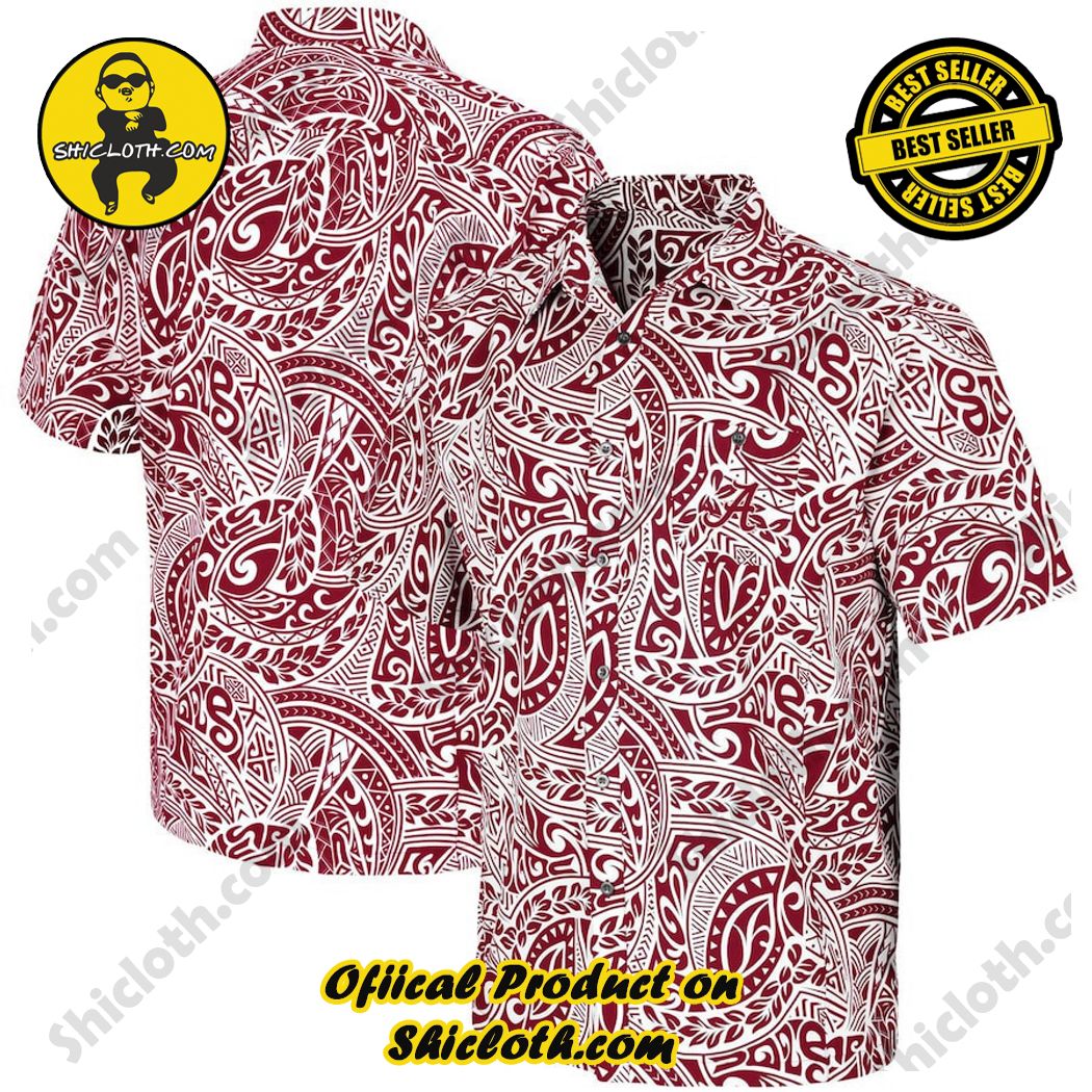 Colosseum Alabama Crimson Tide Crimson Make Like A Tree Camp Button-Up Hawaiian Shirt