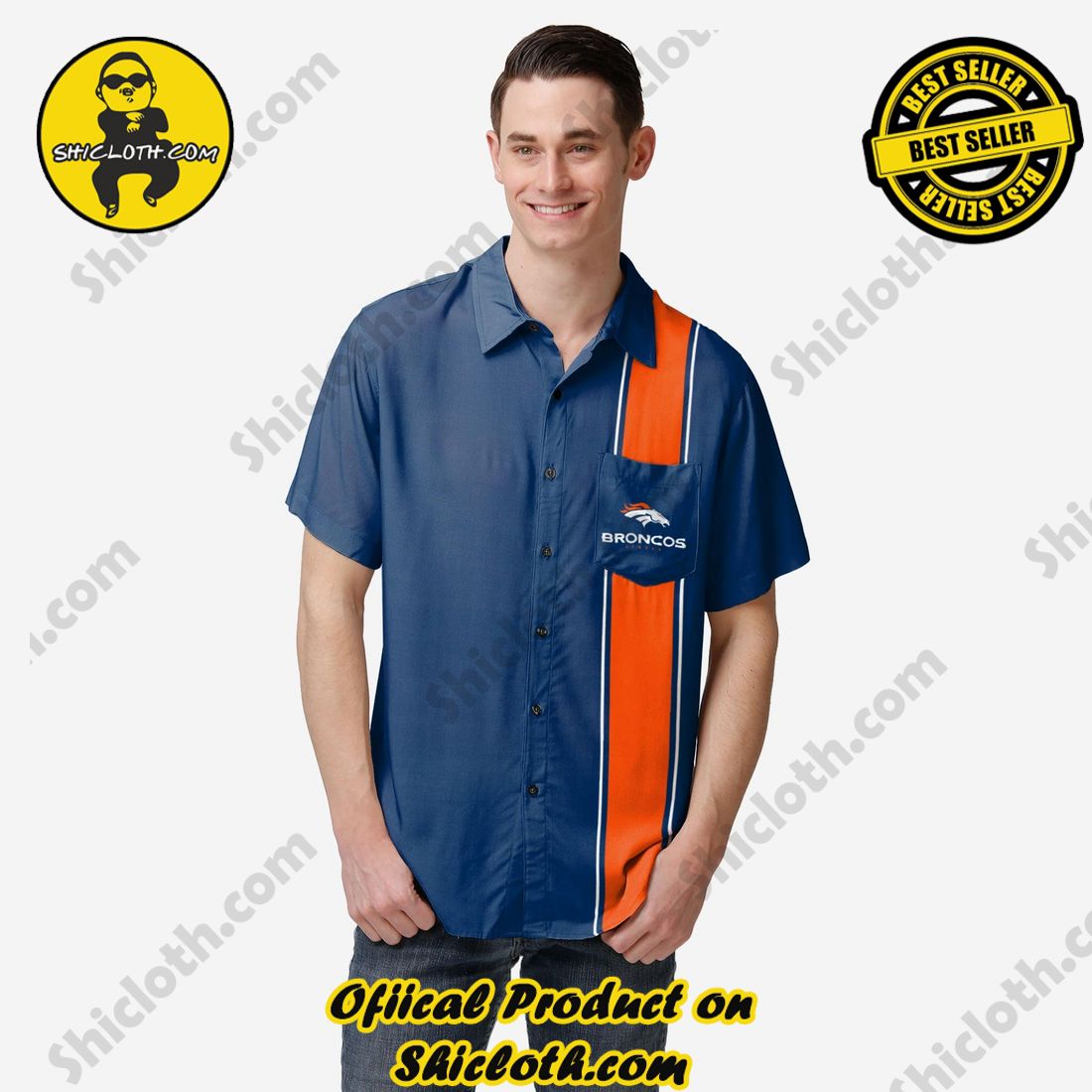 Denver Broncos Bowling Stripe Button Up Shirt