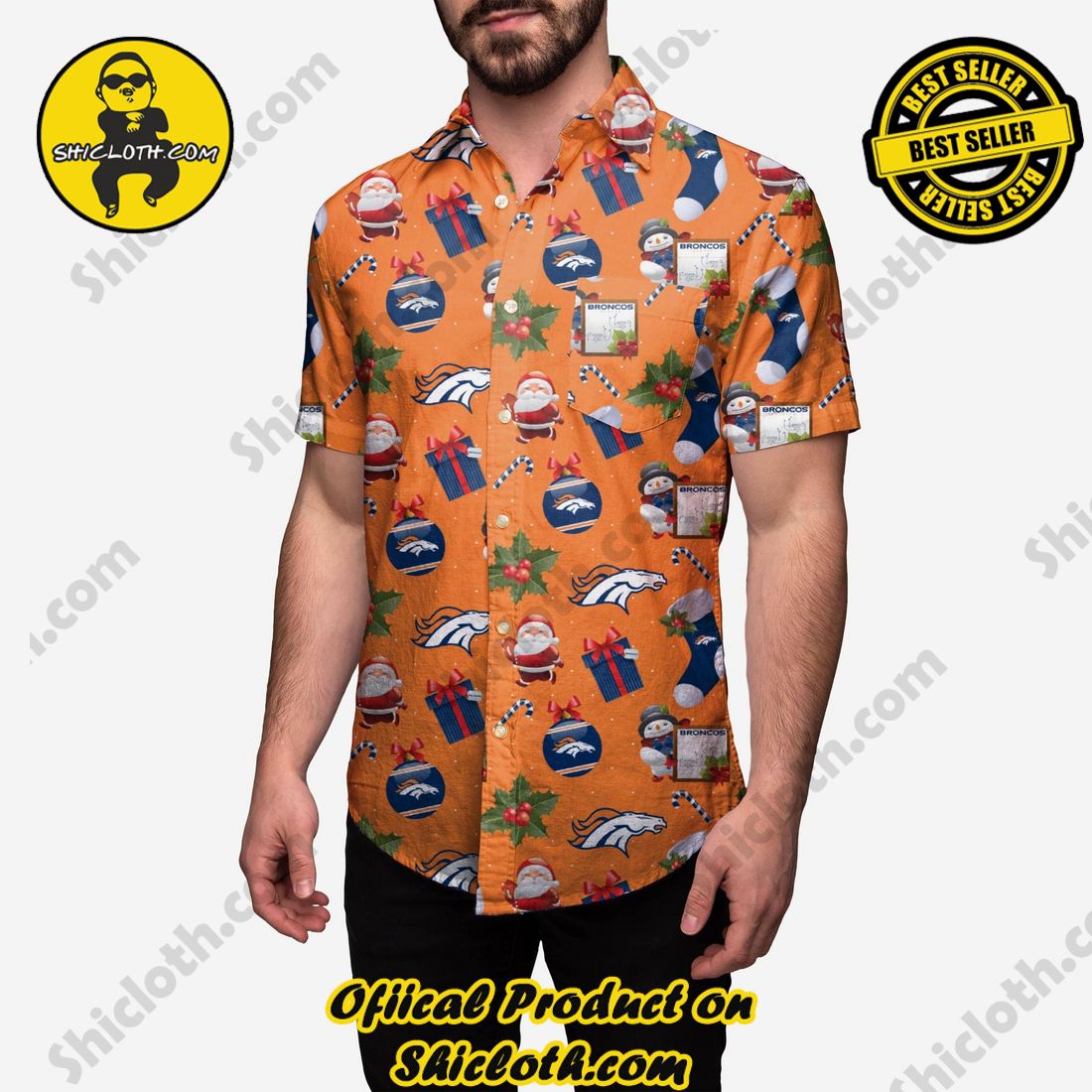 Denver Broncos Christmas Explosion Button Up Shirt