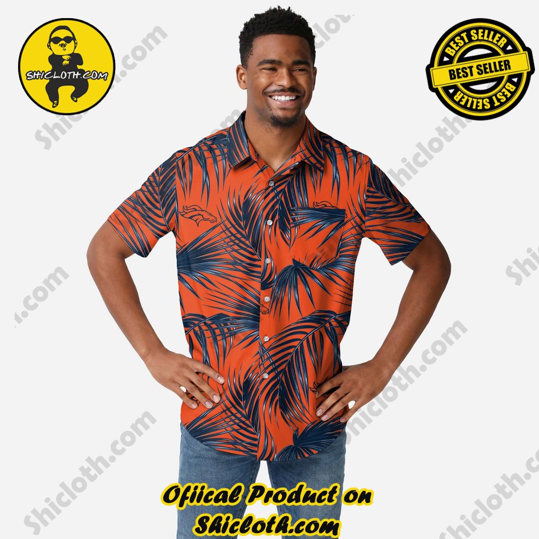 Denver Broncos Hawaiian Button Up Shirt