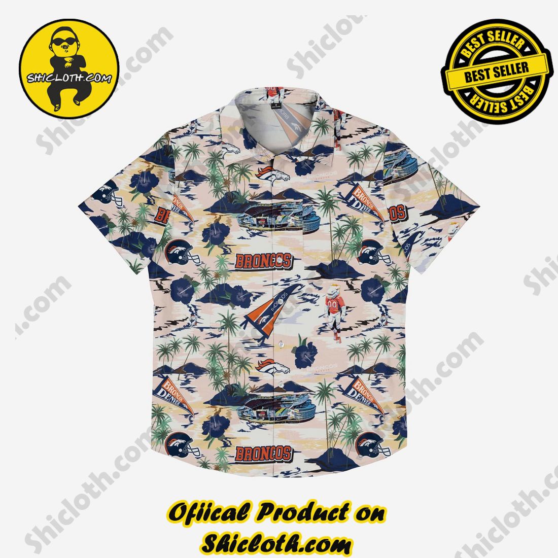 Denver Broncos Thematic Stadium Print Button Up Shirt 3 Denver Broncos Thematic Stadium Print Button Up Shirt - Image 3