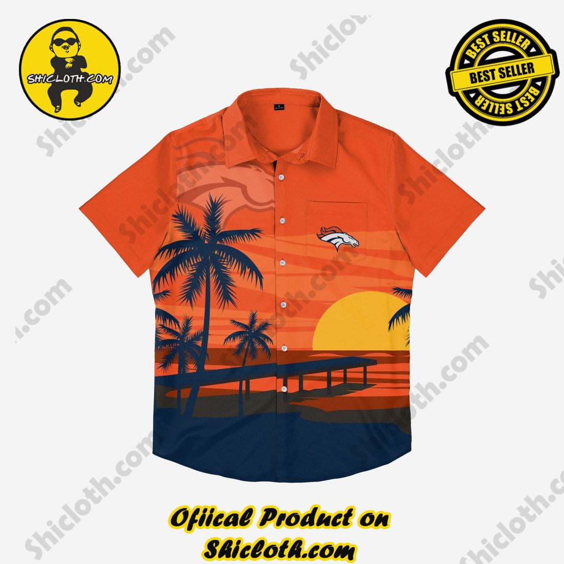 Denver Broncos Tropical Sunset Button Up Shirt 3 Denver Broncos Tropical Sunset Button Up Shirt - Image 3