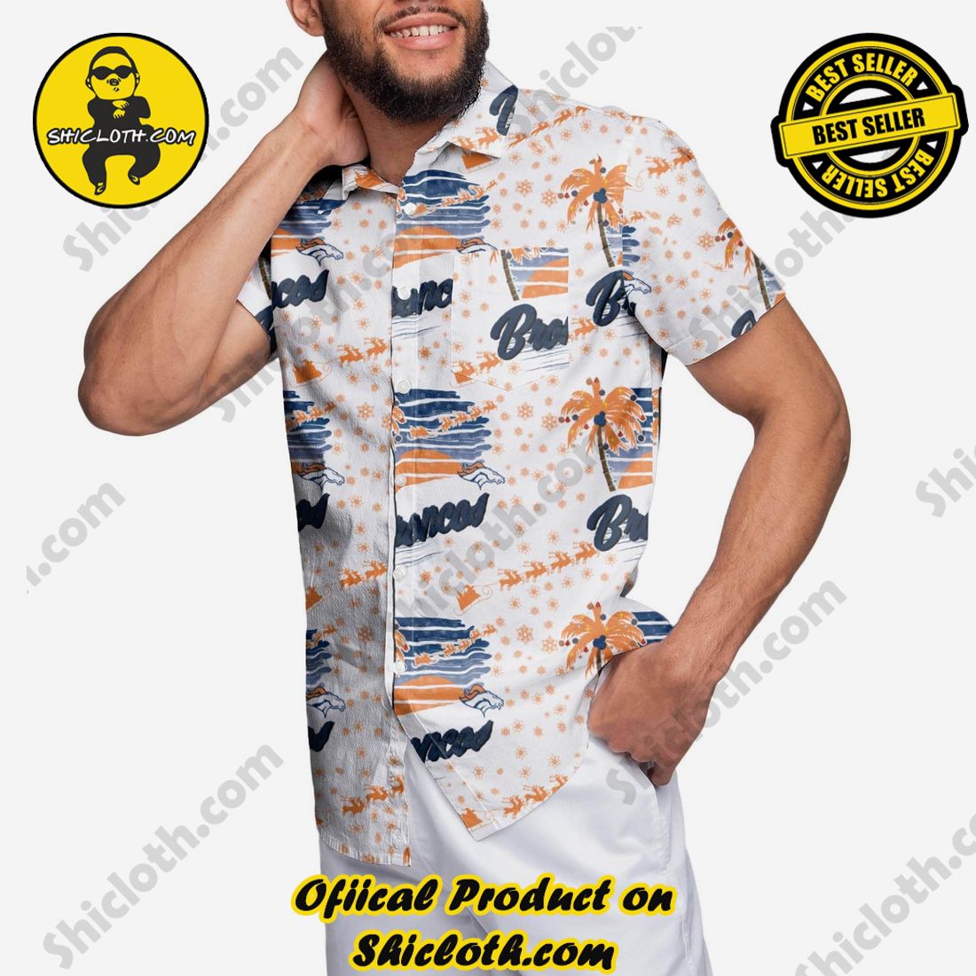 Denver Broncos Winter Tropical Button Up Shirt