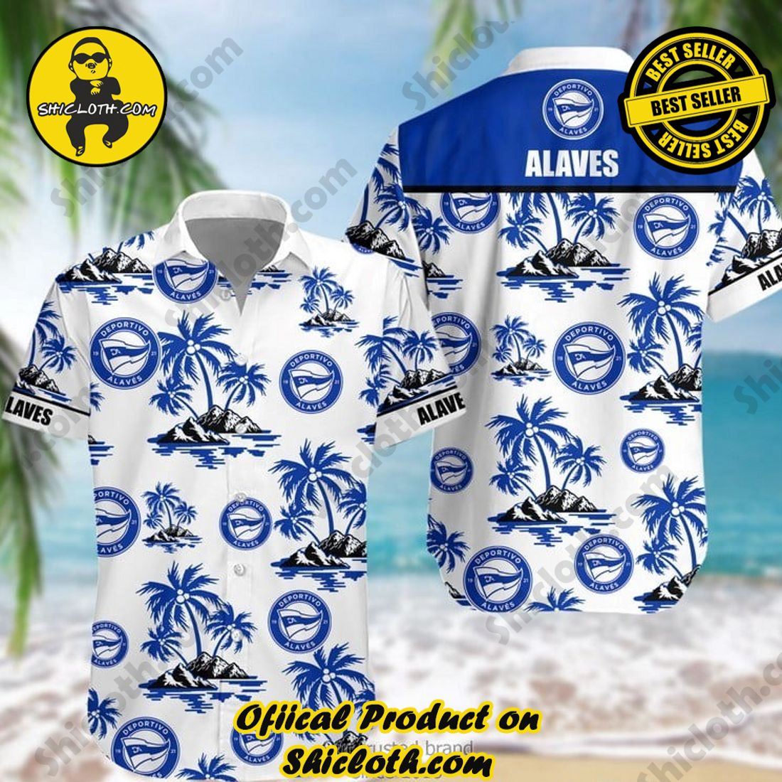 Deportivo Alaves Laliga Palm Tree Hawaiian Shirt And Short