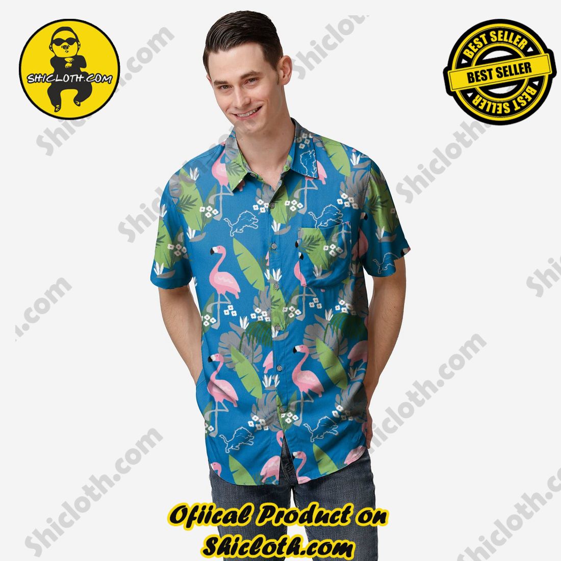 Detroit Lions Floral Button Up Shirt