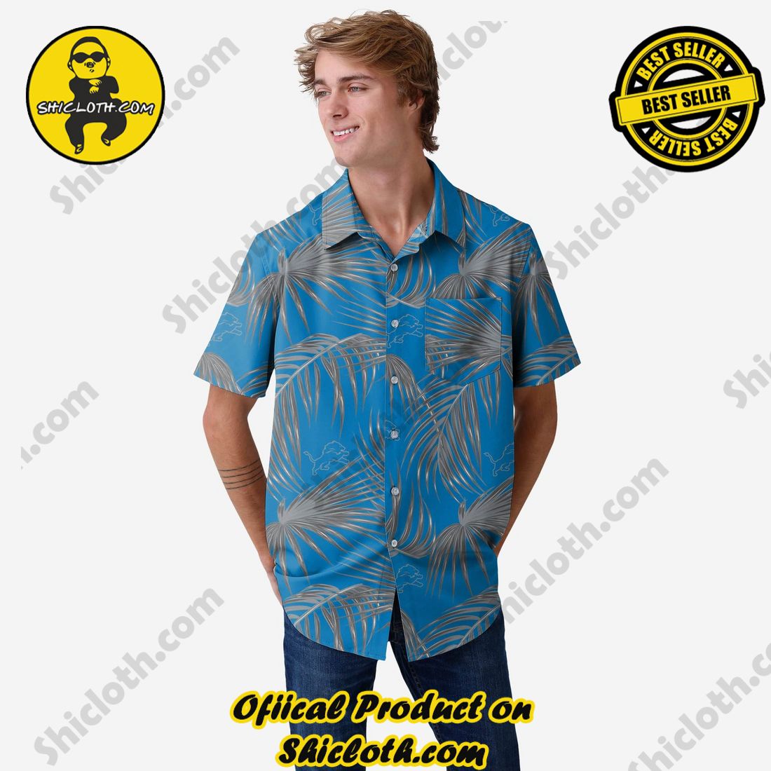 Detroit Lions Hawaiian Button Up Shirt