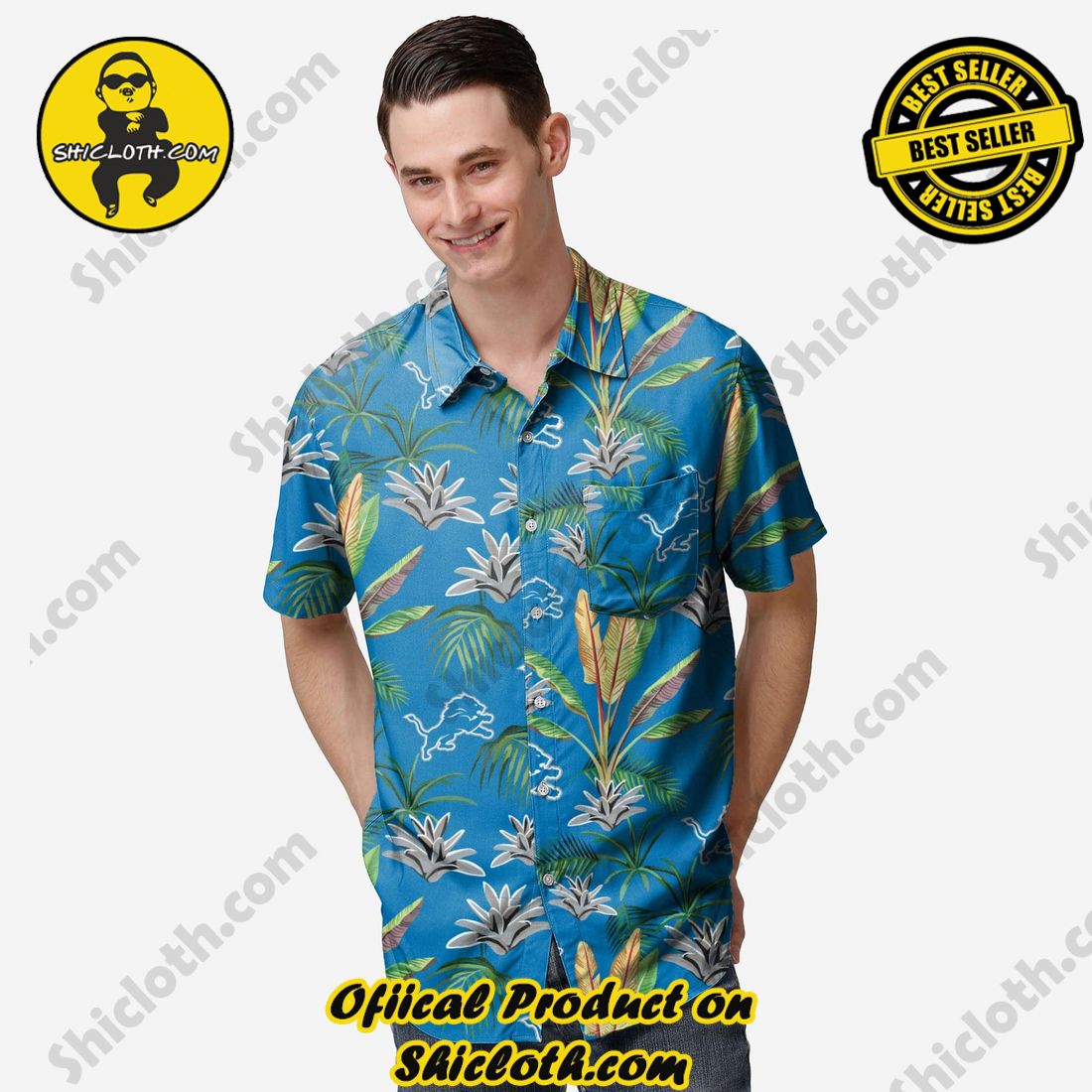 Detroit Lions Victory Vacay Button Up Shirt