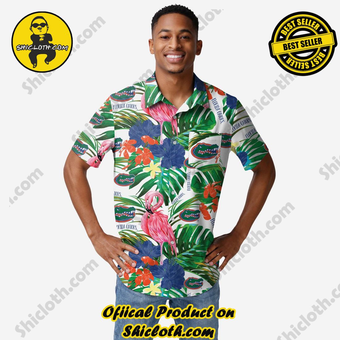 HOT HIT Hawaiian Shirt And Short in Shicloth !!! 24 Florida Gators Flamingo Button Up Shirt