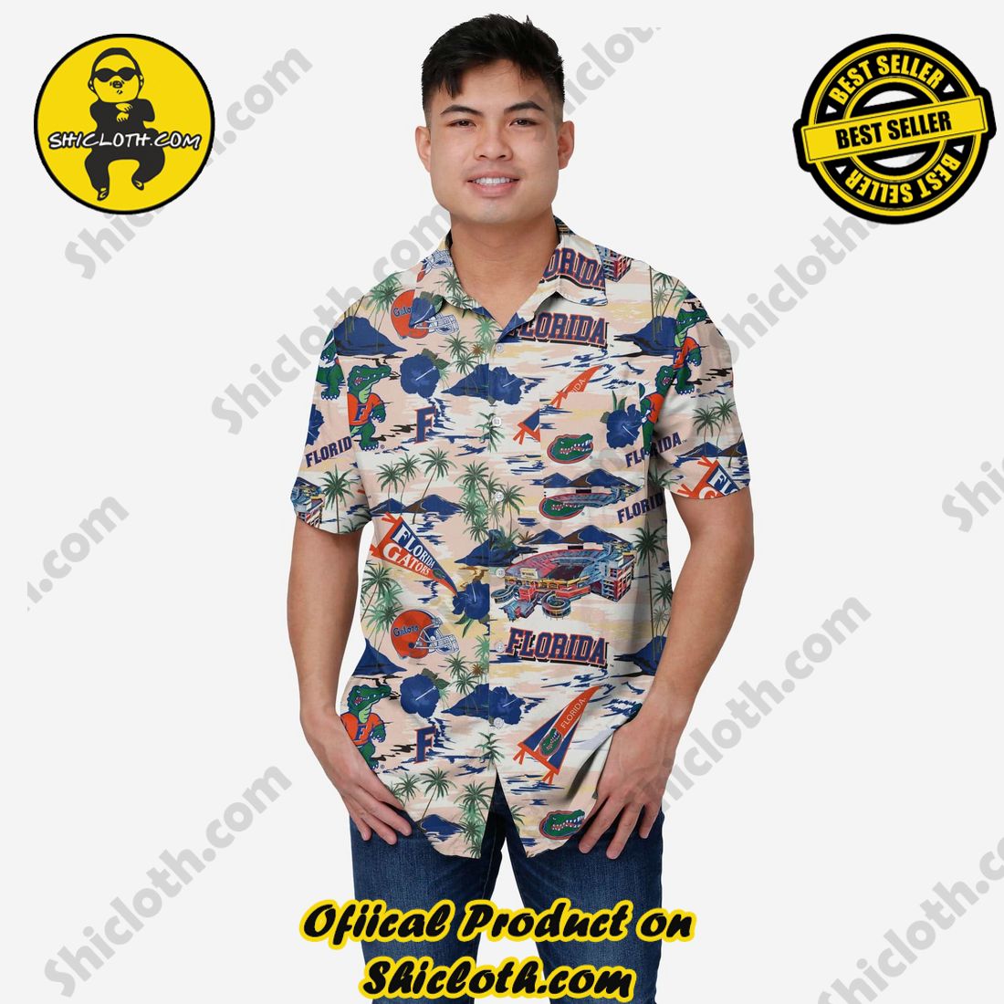 HOT HIT Hawaiian Shirt And Short in Shicloth !!! 29 Florida Gators Thematic Stadium Print Button Up Shirt