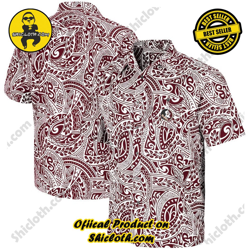 Florida State Seminoles Garnet Make Like A Tree Camp Button-Up Hawaiian Shirt