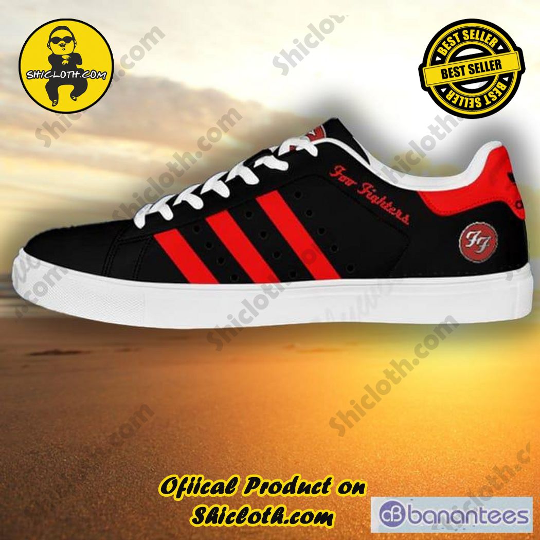 Only 60$. Best seller Hot trending Stan Smith Shoes in Shicloth Store.Click here to buy !! 17 Foo Fighters Red Stripe Stan Smiths Shoes
