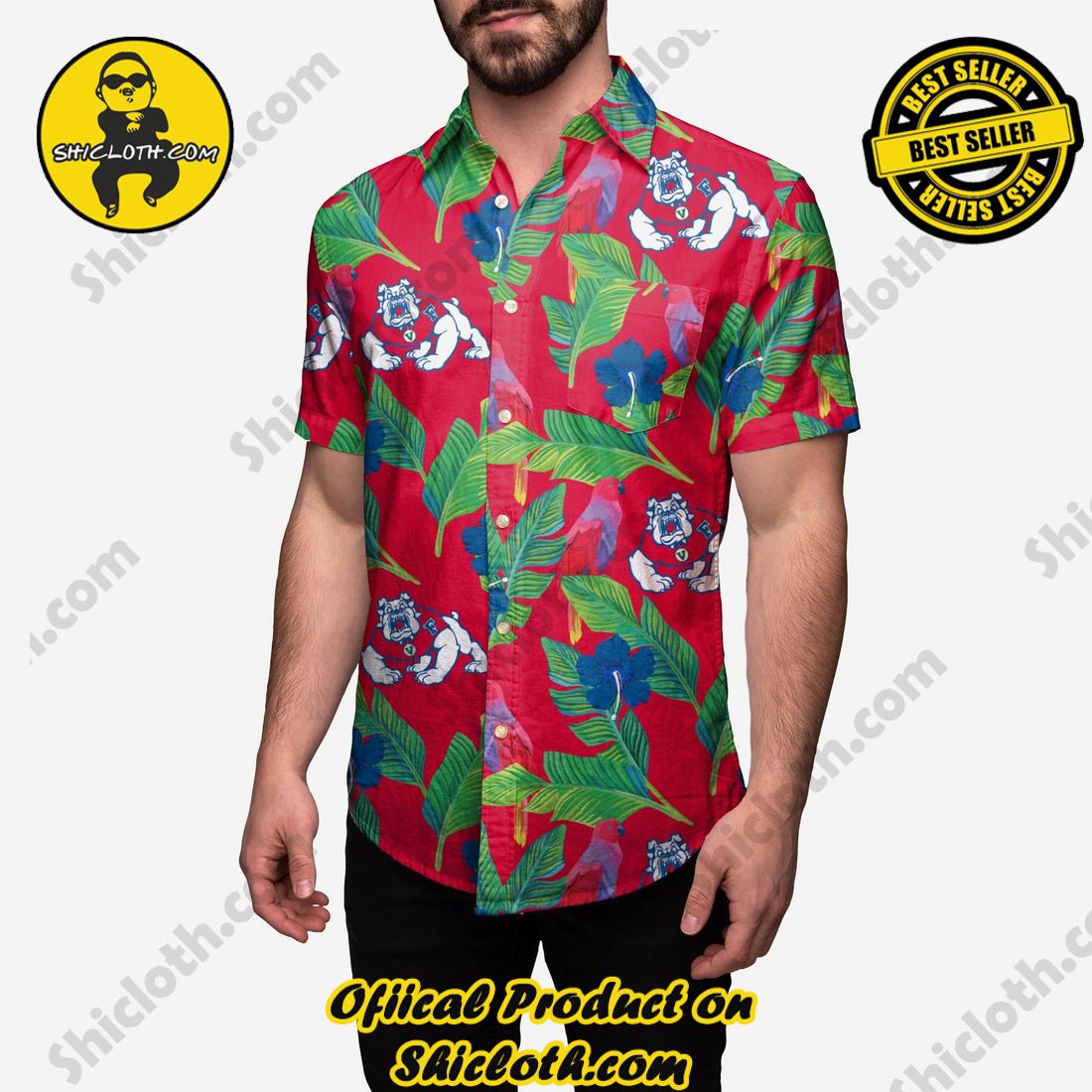 TOP TRENDING Hawaiian Shirt And Short in Shicloth !!! 3 Fresno State Bulldogs Floral Button Up Shirt