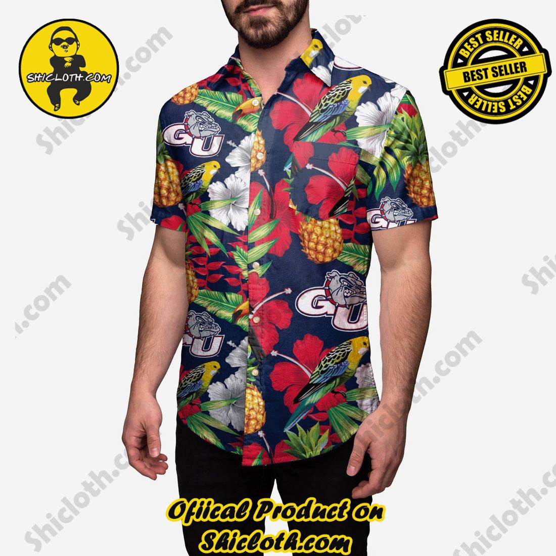 TOP TRENDING Hawaiian Shirt And Short in Shicloth !!! 5 Gonzaga Bulldogs Floral Button Up Shirt
