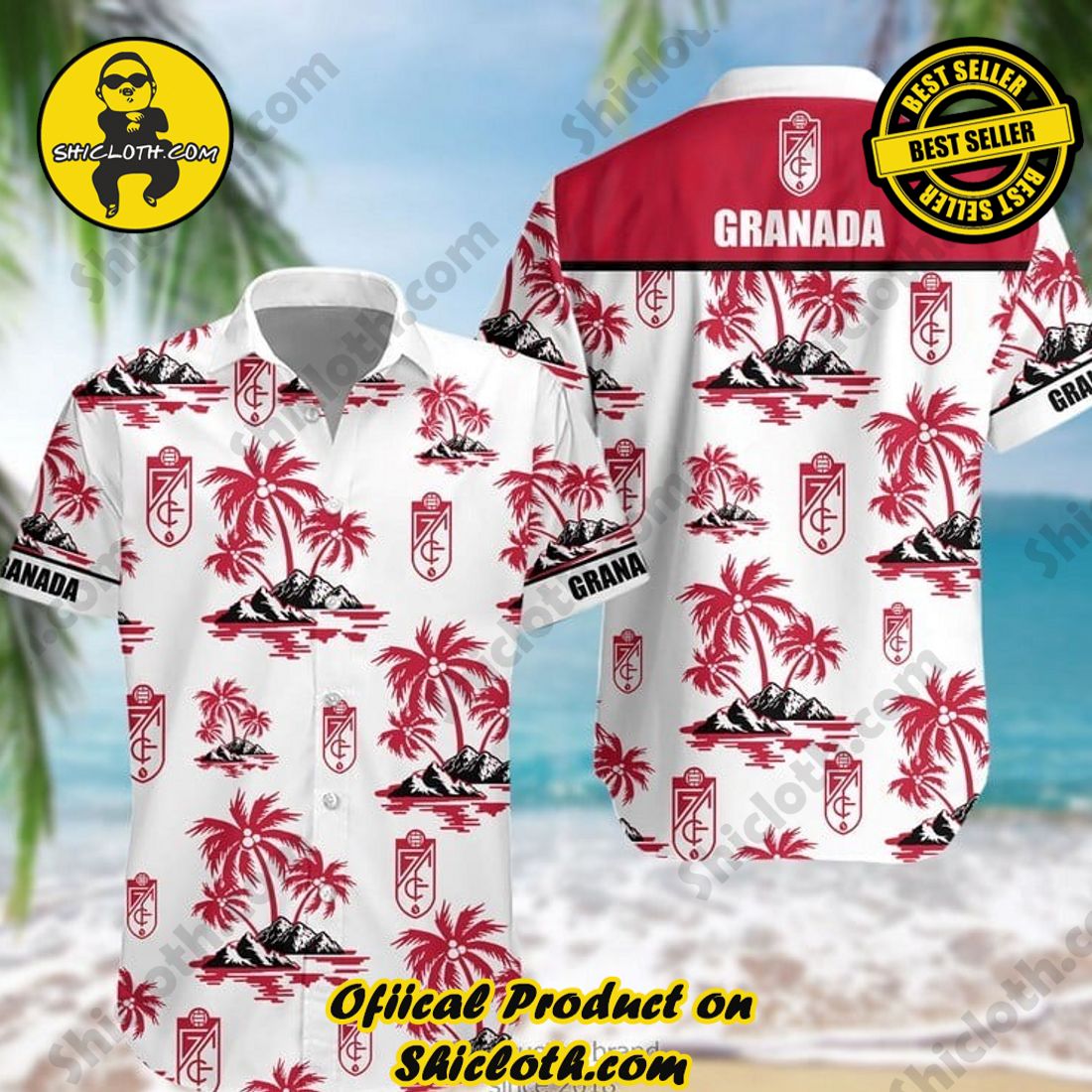 Granada CF Laliga Palm Tree Hawaiian Shirt And Short