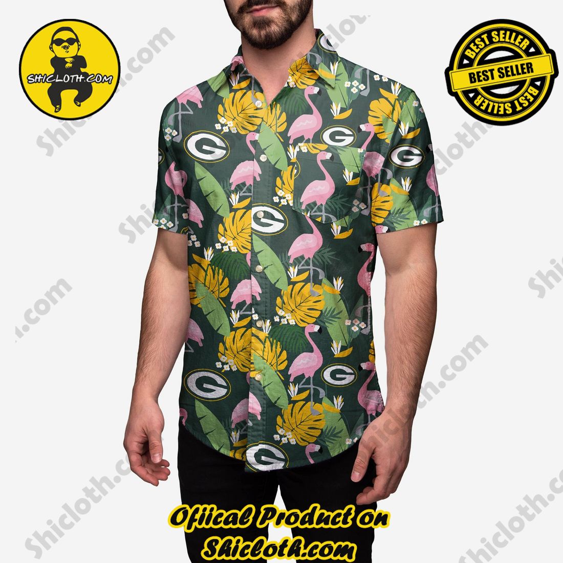Green Bay Packers Floral Button Up Shirt