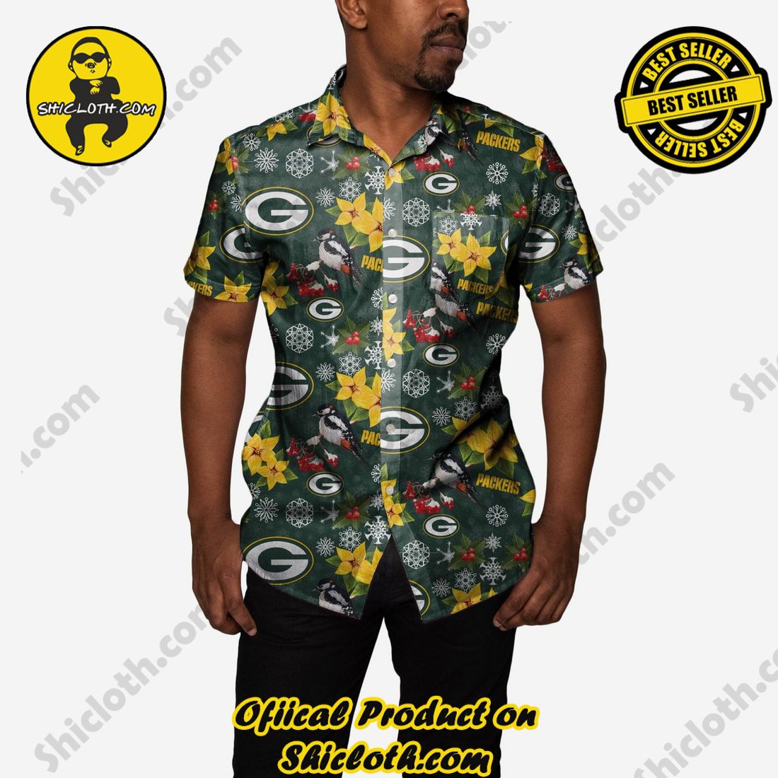 Green Bay Packers Mistletoe Button Up Shirt