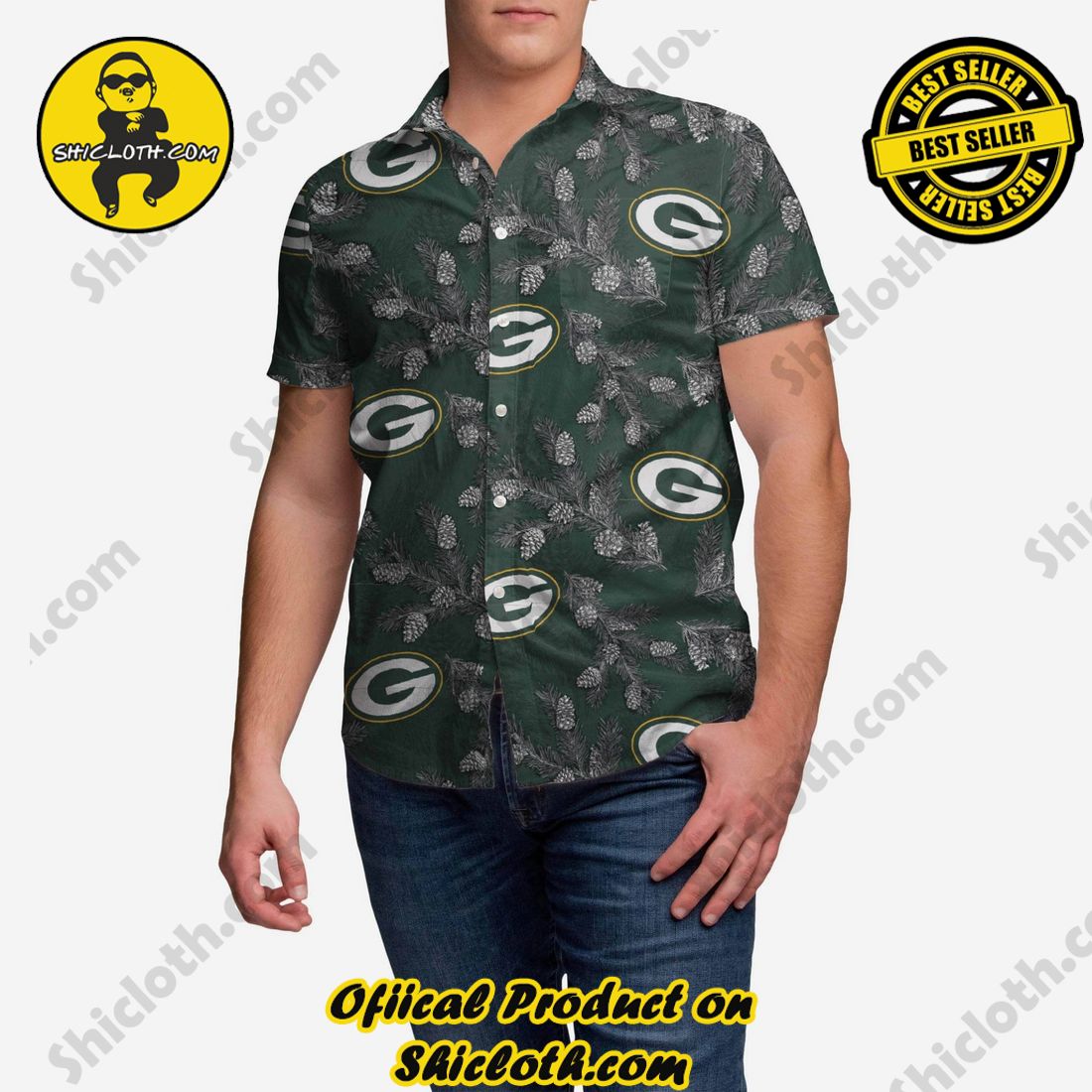 Green Bay Packers Pinecone Button Up Shirt