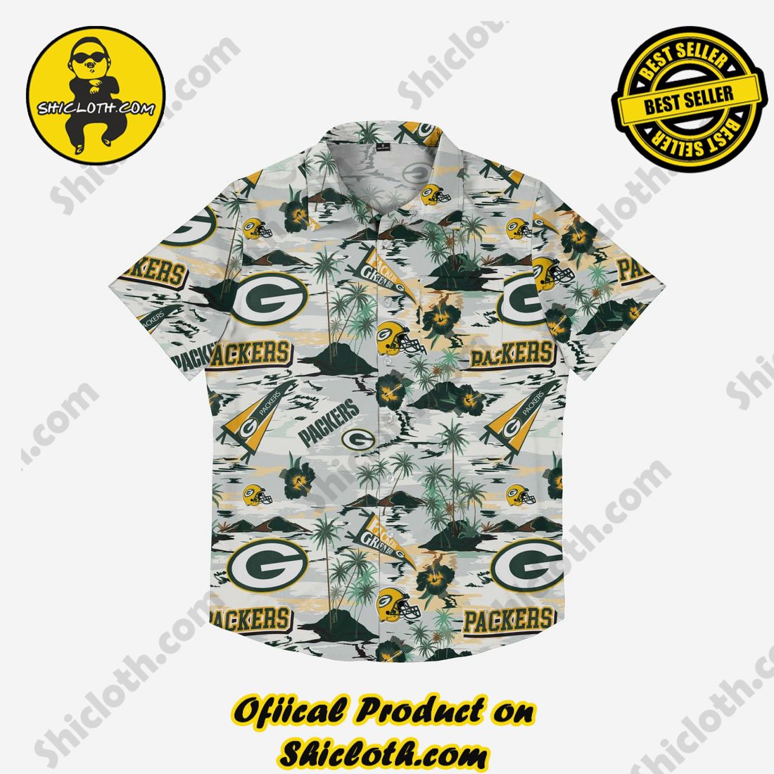 Green Bay Packers Thematic Stadium Print Button Up Shirt 3 Green Bay Packers Thematic Stadium Print Button Up Shirt - Image 3