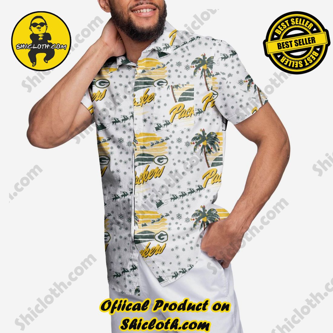 Green Bay Packers Winter Tropical Button Up Shirt