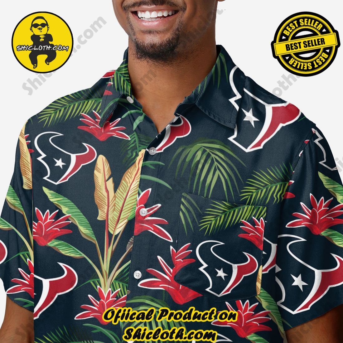Houston Texans Victory Vacay Button Up Shirt 3 Houston Texans Victory Vacay Button Up Shirt - Image 3