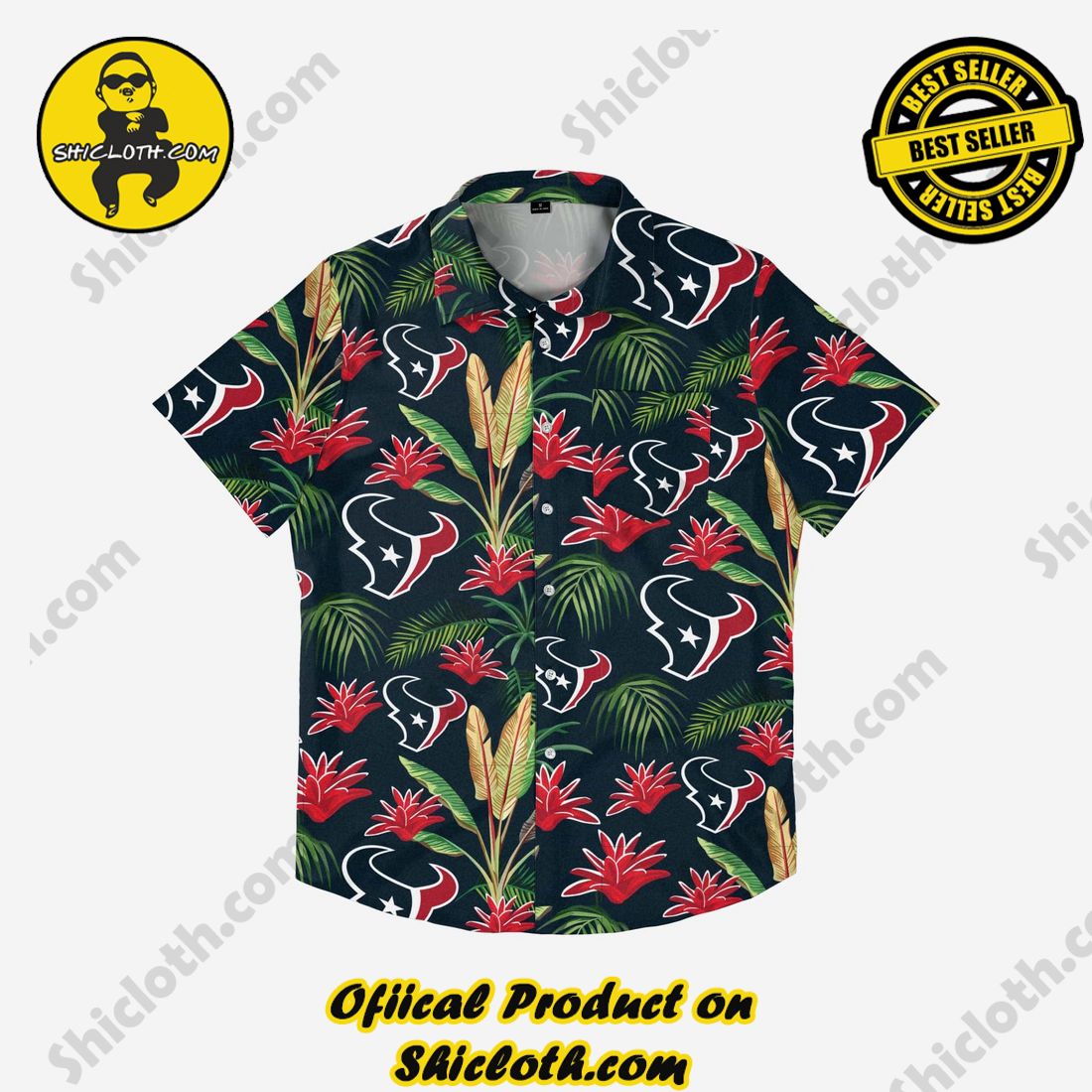 Houston Texans Victory Vacay Button Up Shirt 4 Houston Texans Victory Vacay Button Up Shirt - Image 4
