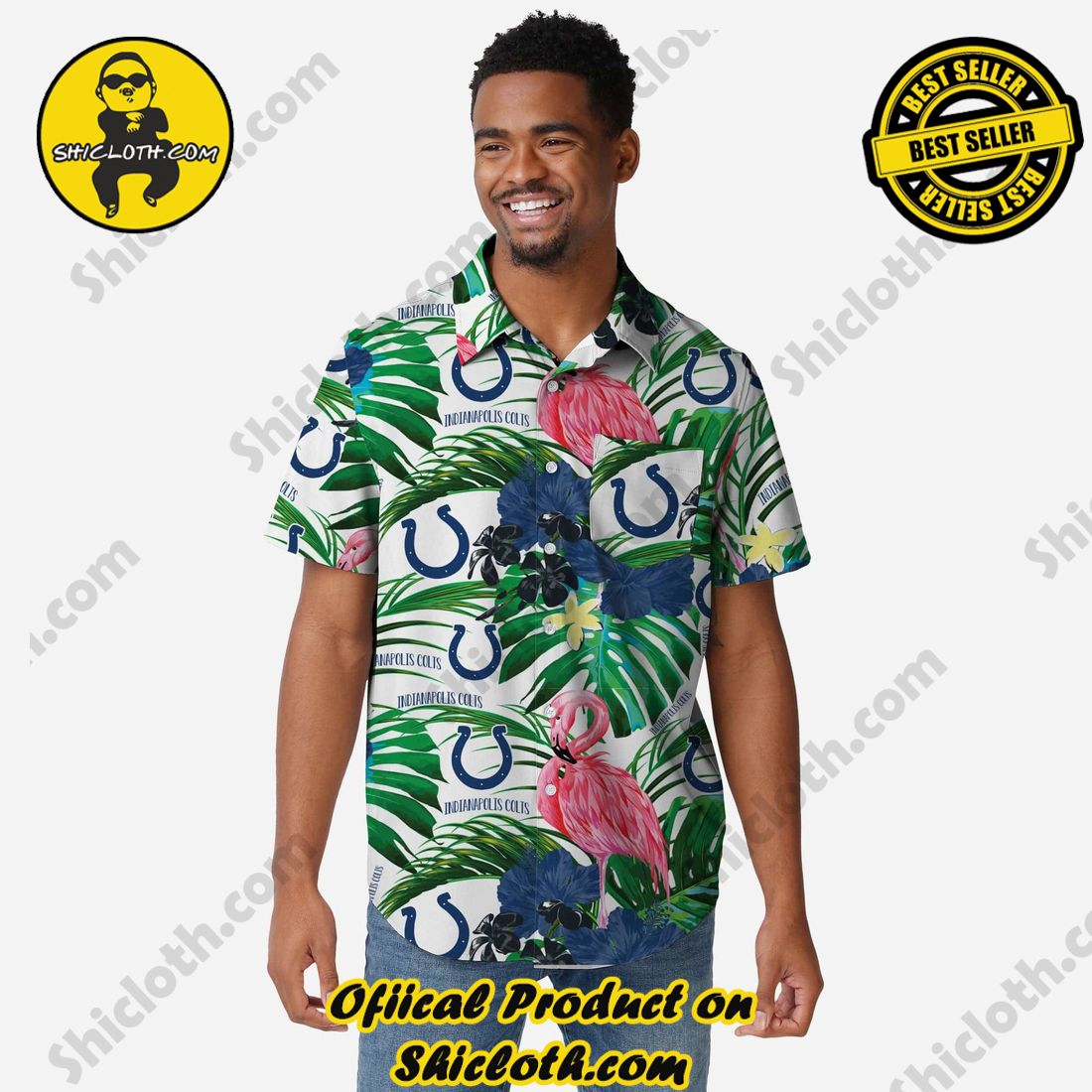 Indianapolis Colts Flamingo Button Up Shirt