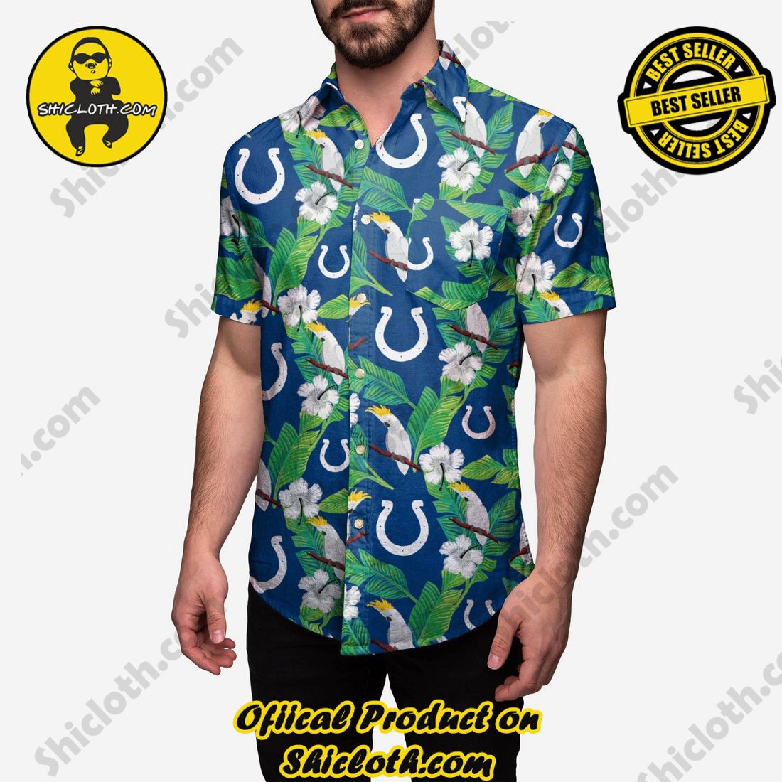 Indianapolis Colts Floral Button Up Shirt