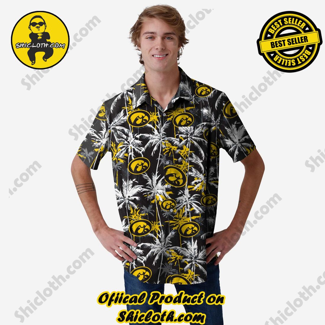 TOP TRENDING Hawaiian Shirt And Short in Shicloth !!! 7 Iowa Hawkeyes Black Floral Button Up Shirt