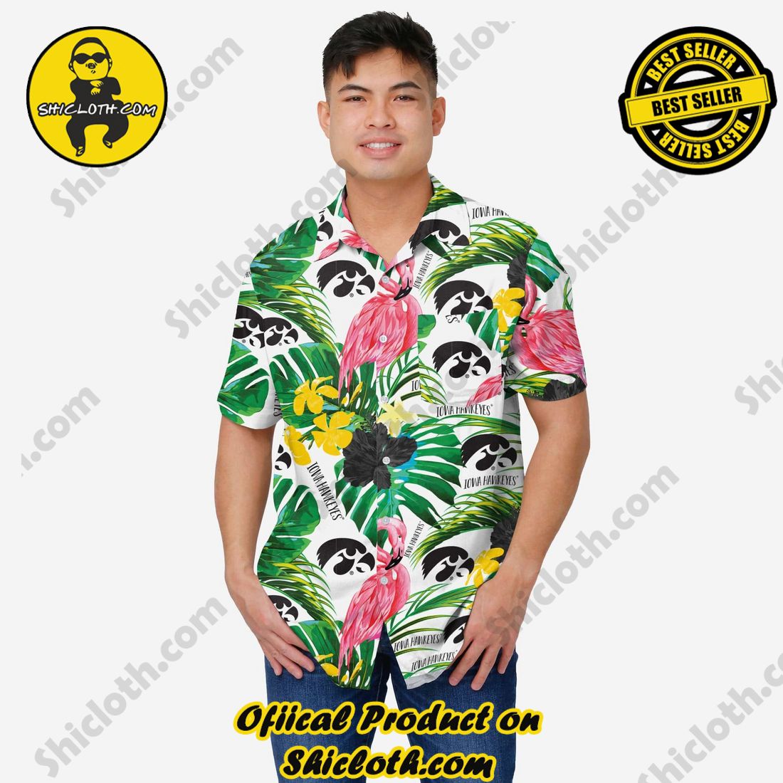 TOP TRENDING Hawaiian Shirt And Short in Shicloth !!! 9 Iowa Hawkeyes Flamingo Button Up Shirt