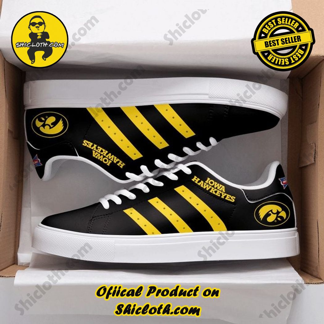 Hot Trending Stan Smith Shoes in Shicloth Store for Christmas 8 Iowa Hawkeyes NCAA Black Gold Stan Smith Shoes