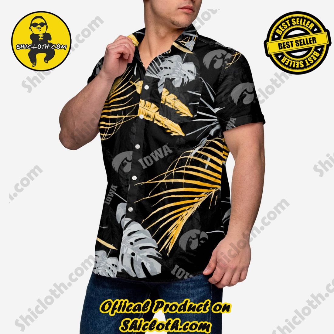 TOP TRENDING Hawaiian Shirt And Short in Shicloth !!! 14 Iowa Hawkeyes Neon Palm Button Up Shirt